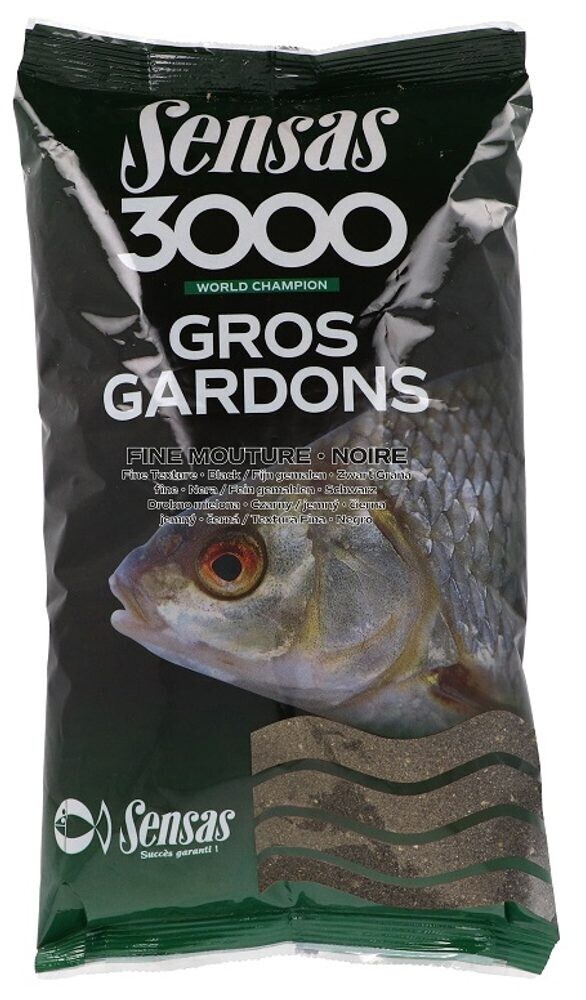 Sensas Krmení 3000 Gros Gardons Noire Fine Mouture (velká plotice černá jemná) 1kg
