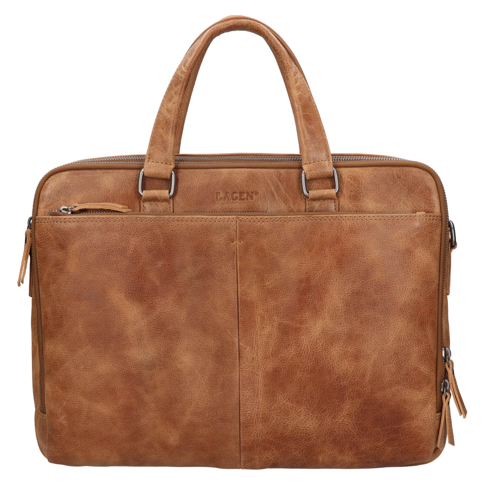 Kožená business taška na notebook Lagen Jones - koňak