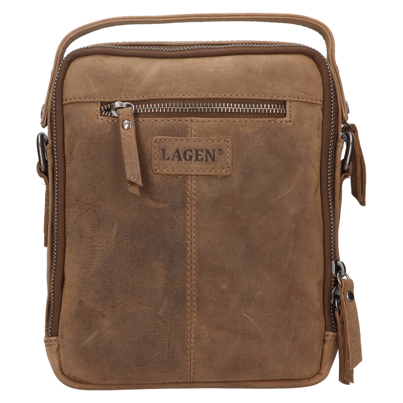 Pánská kožená taška přes rameno Lagen Plein - hnědá