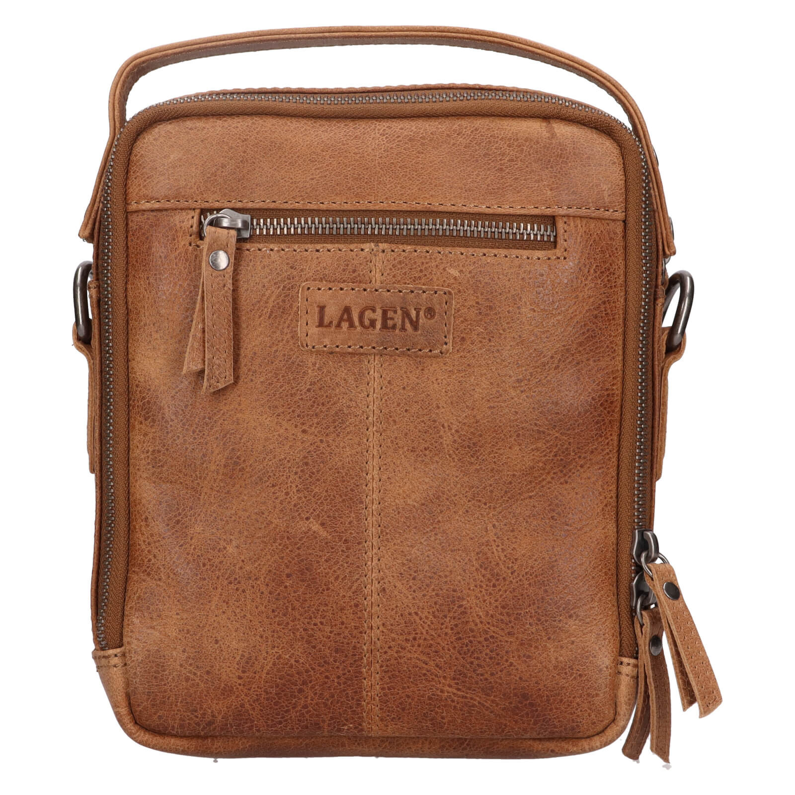 Pánská kožená taška přes rameno Lagen Plein - koňak