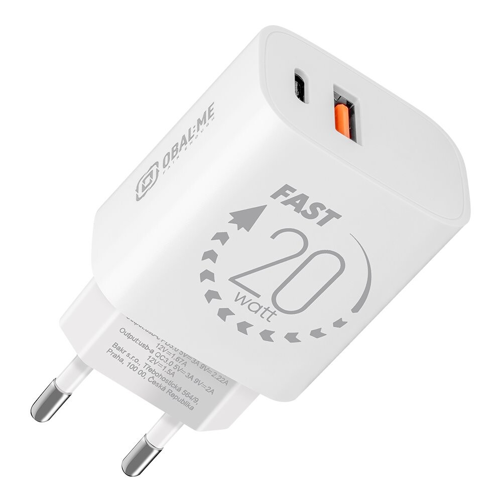 Adaptér OBAL:ME USB-A + USB-C 20W White