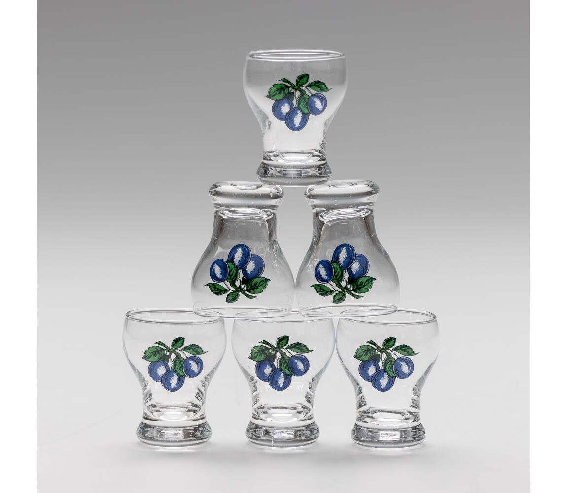 Sada 6x sklenice na likér čirá - švestka