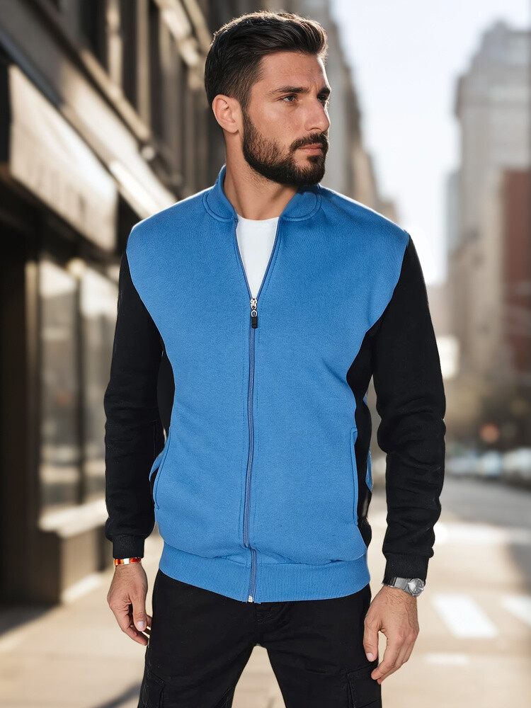 Bluza męska rozpinana za stójką niebieska Dstreet