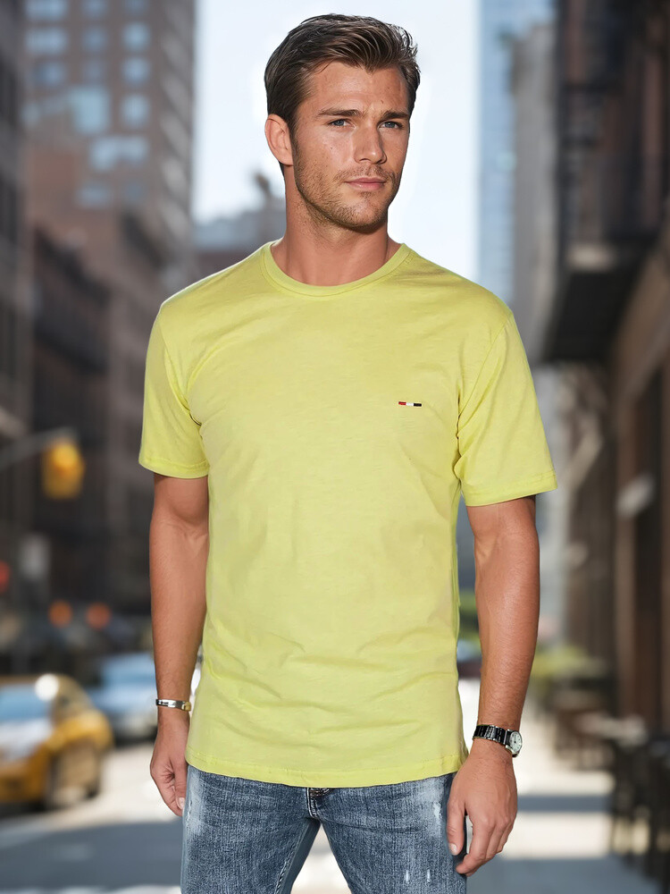 T-shirt męski z haftem żółty Dstreet