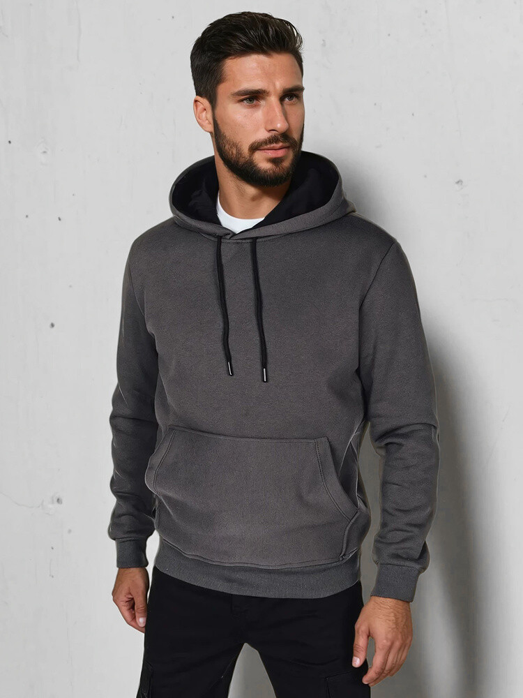 Bluza męska basic z kapturem grafitowa Dstreet
