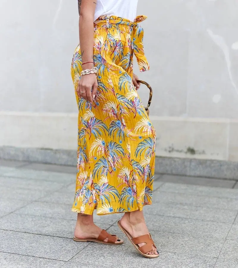 UR/CEO Yellow wide pleated women's pants Sijam