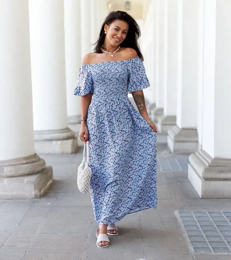 UR/CEO Sky blue floral maxi dress Marcello