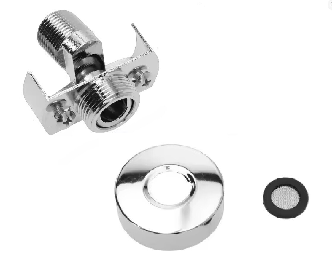 Eco produkty Naklápěcí etážka pro vyrovnání křivého vyústění pro vodovodní baterie, s růžicí 70 x 20 mm - výkyvná etážová přípojka s růžicí - 1ks