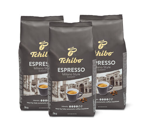 Tchibo Espresso Milano Style - 1 kg x 3 zrnkové kávy - Intenzita: 4/6