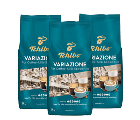 Tchibo Variazione – 3 x 1 kg zrnkové kávy - Intenzita: 6/6