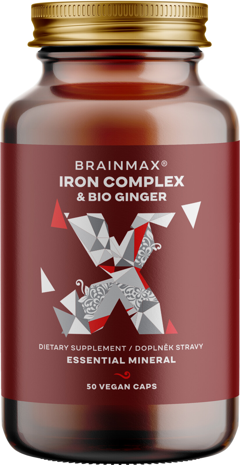 BrainMax Iron Complex, železo bisglycinát, 25 mg, 50 rostlinných kapslí