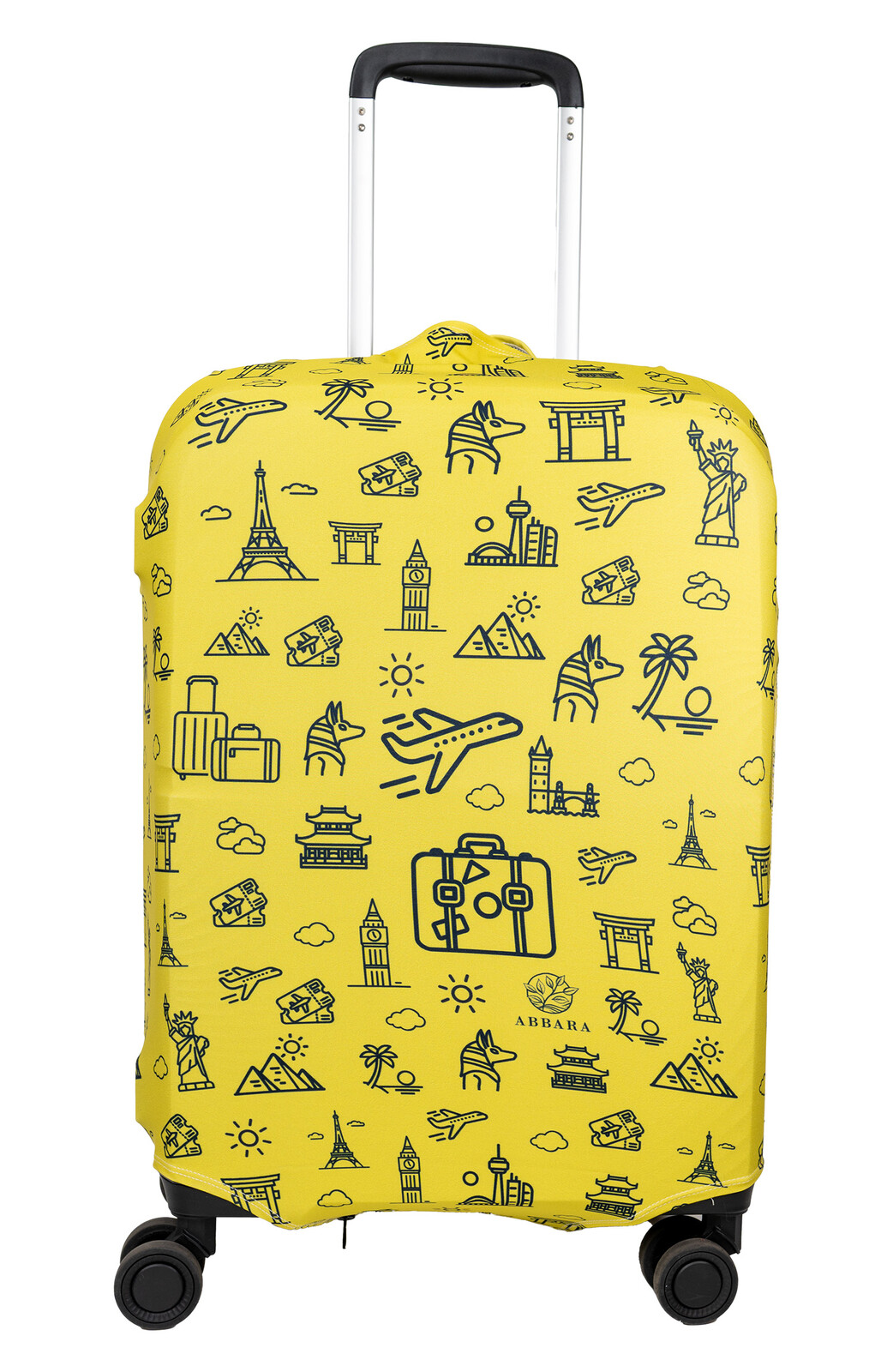 Elastický obal na kufr - Svět - žluto černý - Abbara Velikost: S