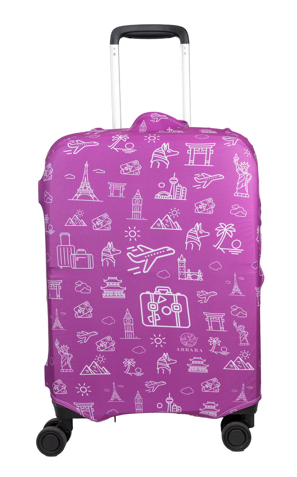 Elastický obal na kufr - Svět - růžovo bílý - Abbara Velikost: S
