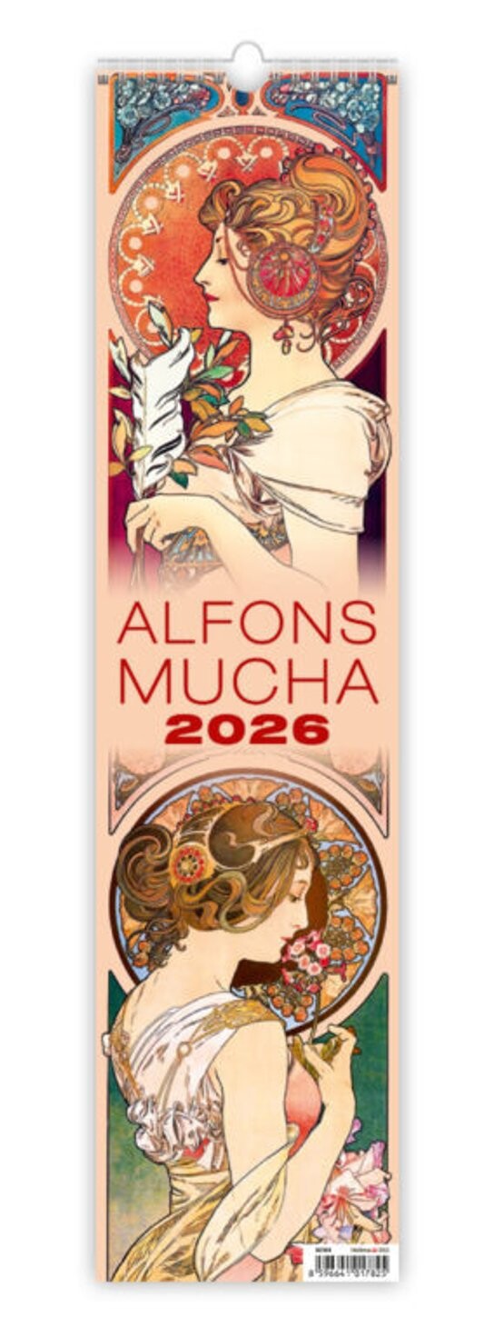 Alfons Mucha vázanka 2026 - nástěnný kalendář