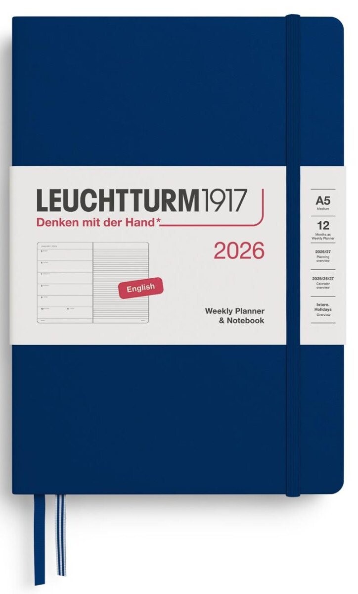 Weekly Planner & Notebook 2026 Medium (A5) Navy