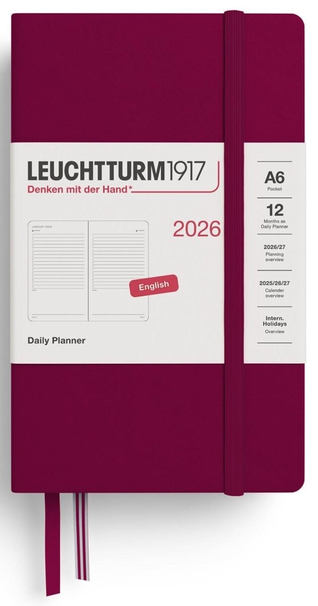 Daily Planner 2026 Pocket (A6) Port Red
