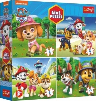 Puzzle 4v1 Tlapková patrola/Paw Patrol 18,5x16cm v krabici 20x20x5cm