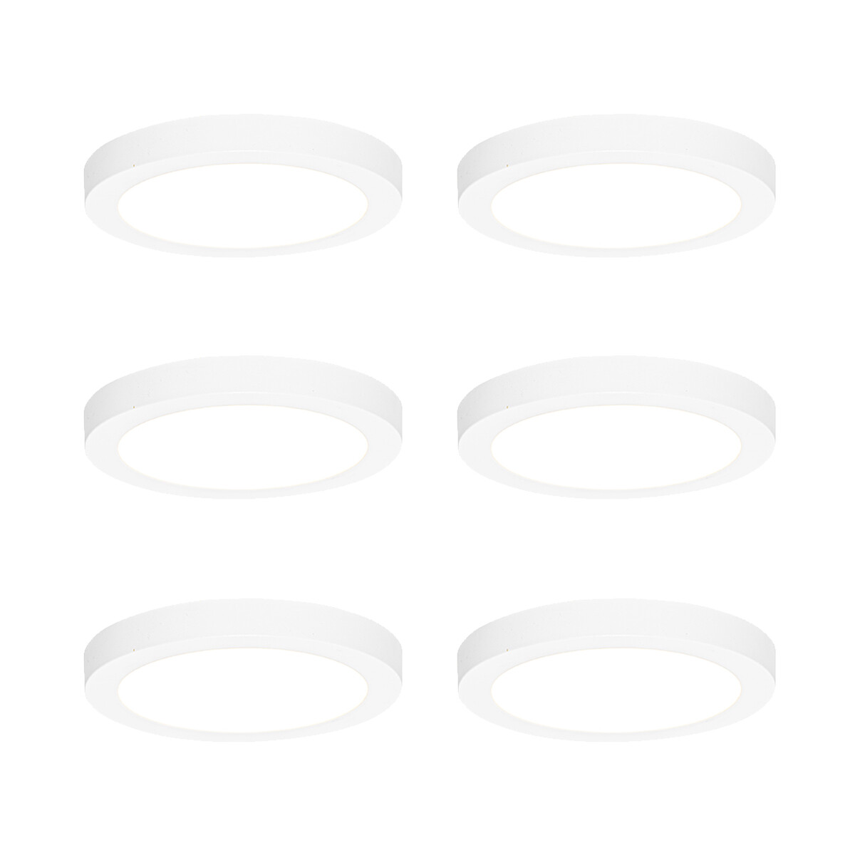Sada 6 zapuštěných nebo povrchových bodových svítidel bílá 18 cm vč. LED 3-krokové stmívání do tepla - Trans