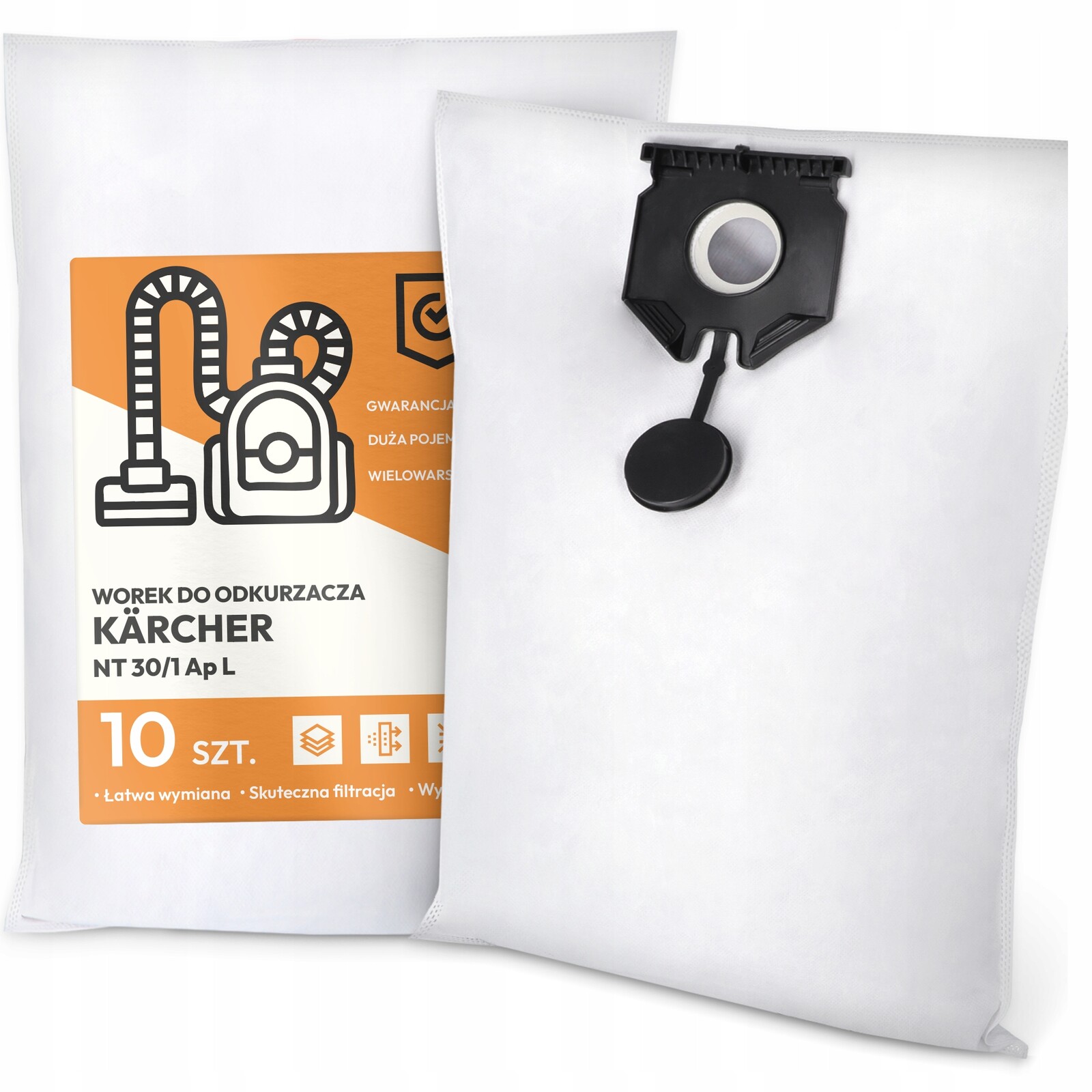 10 x Sáček Do Vysavače Kärcher Nt 30/1 Ap L Syntetický Odolný Velký Sáčky