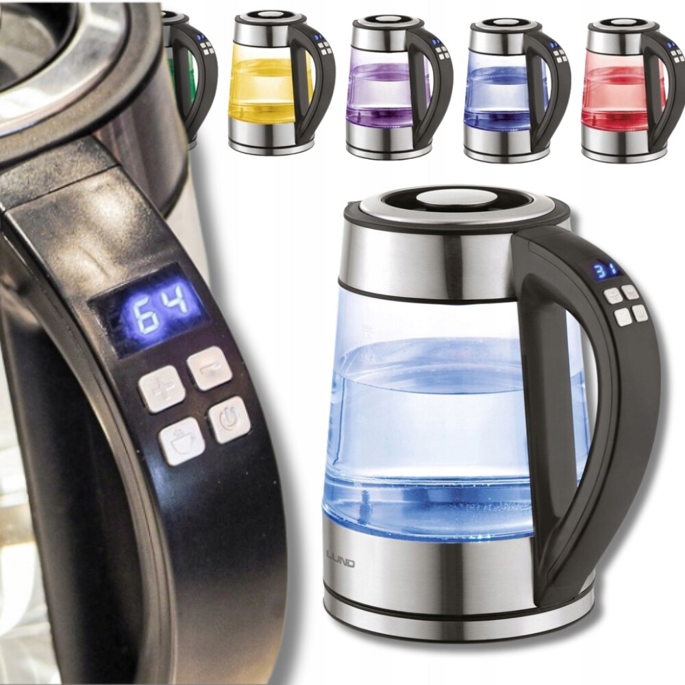 Moderní Elektrická Konvice s regulací teploty Skleněná podsvícená