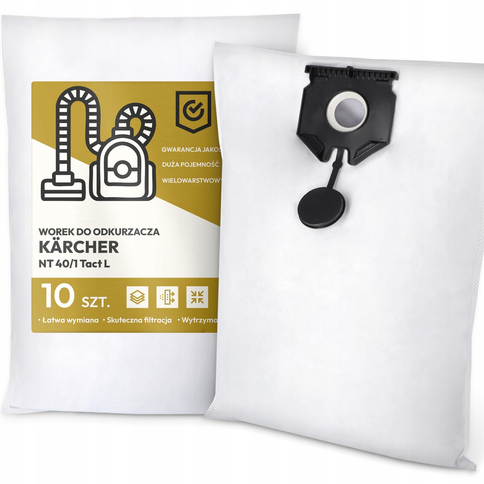 10 x Sáček Do Vysavače Kärcher Nt 40/1 Tact L Syntetický Odolný Sáčky