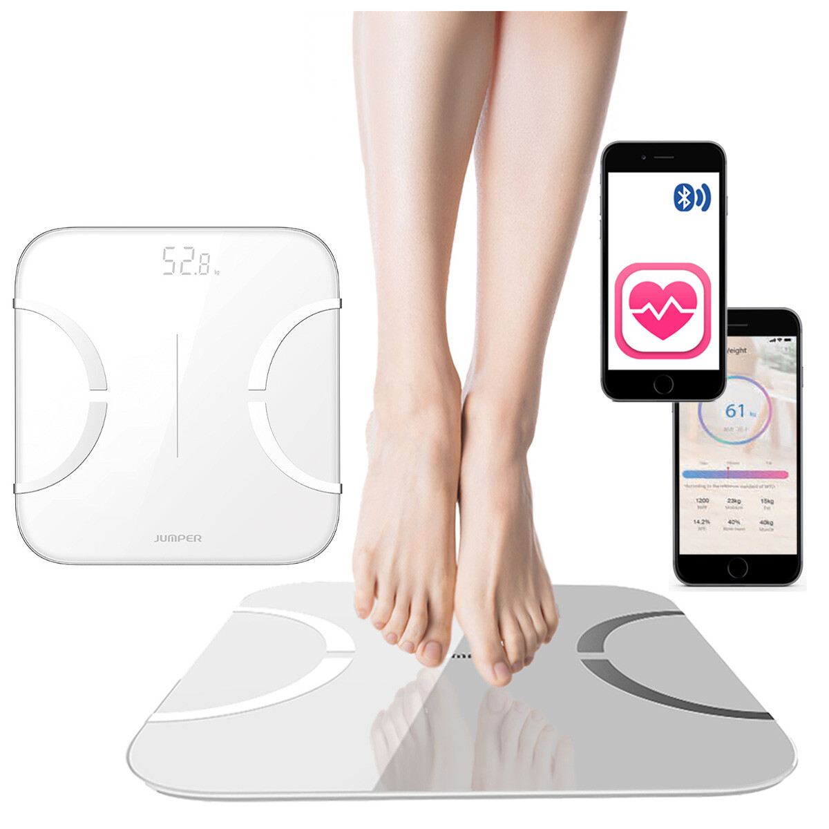 Elektronická analytická koupelnová váha Bmi Tuk Voda Jumper Aplikace