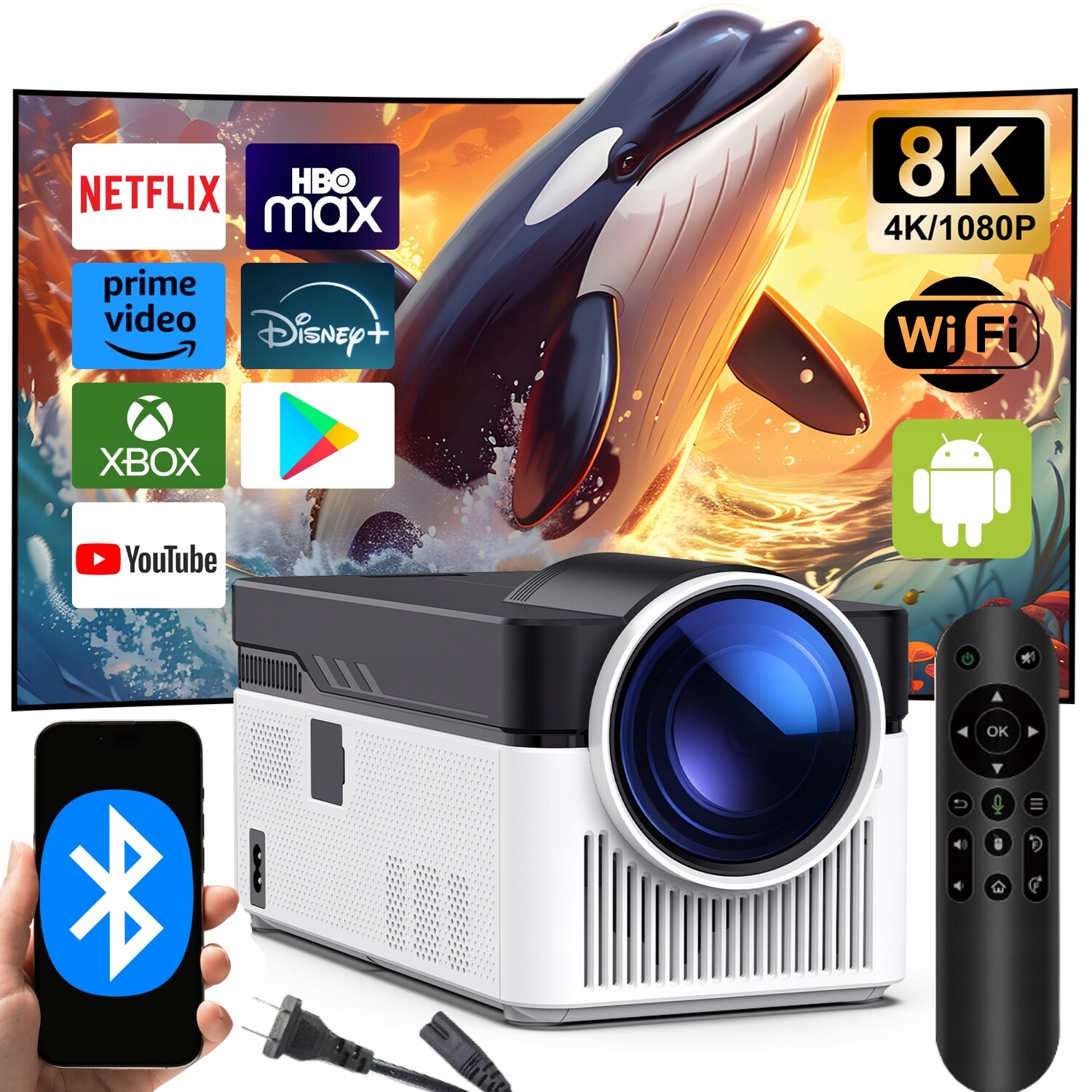 Led Projektor Magcubic HY450 8K 4K 1080P Android Tv Wifi Bt Reproduktor 900ANSI