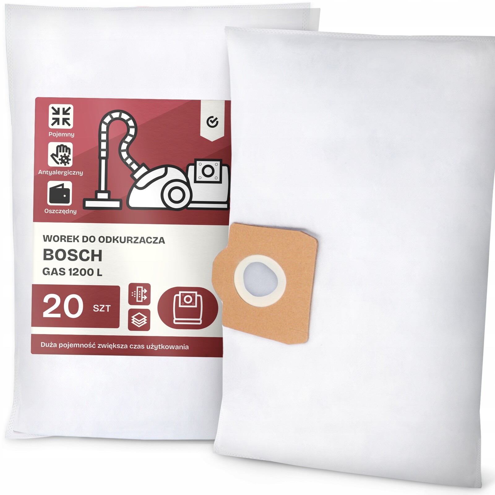 20x Sáček Do Vysavače Bosch Gas 1200 L Syntetický Textilní Velký Sáček