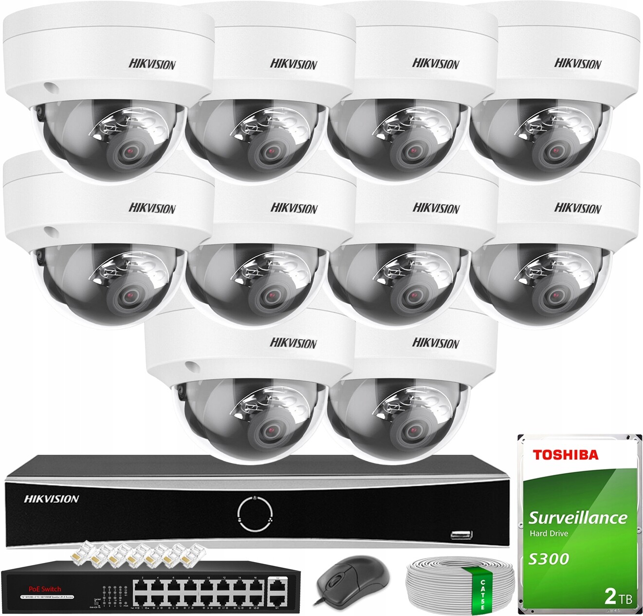 Monitoring Hikvision 10 Kamer Ip 4MPX Smart Hybrid Light Externí Hdd 2TB