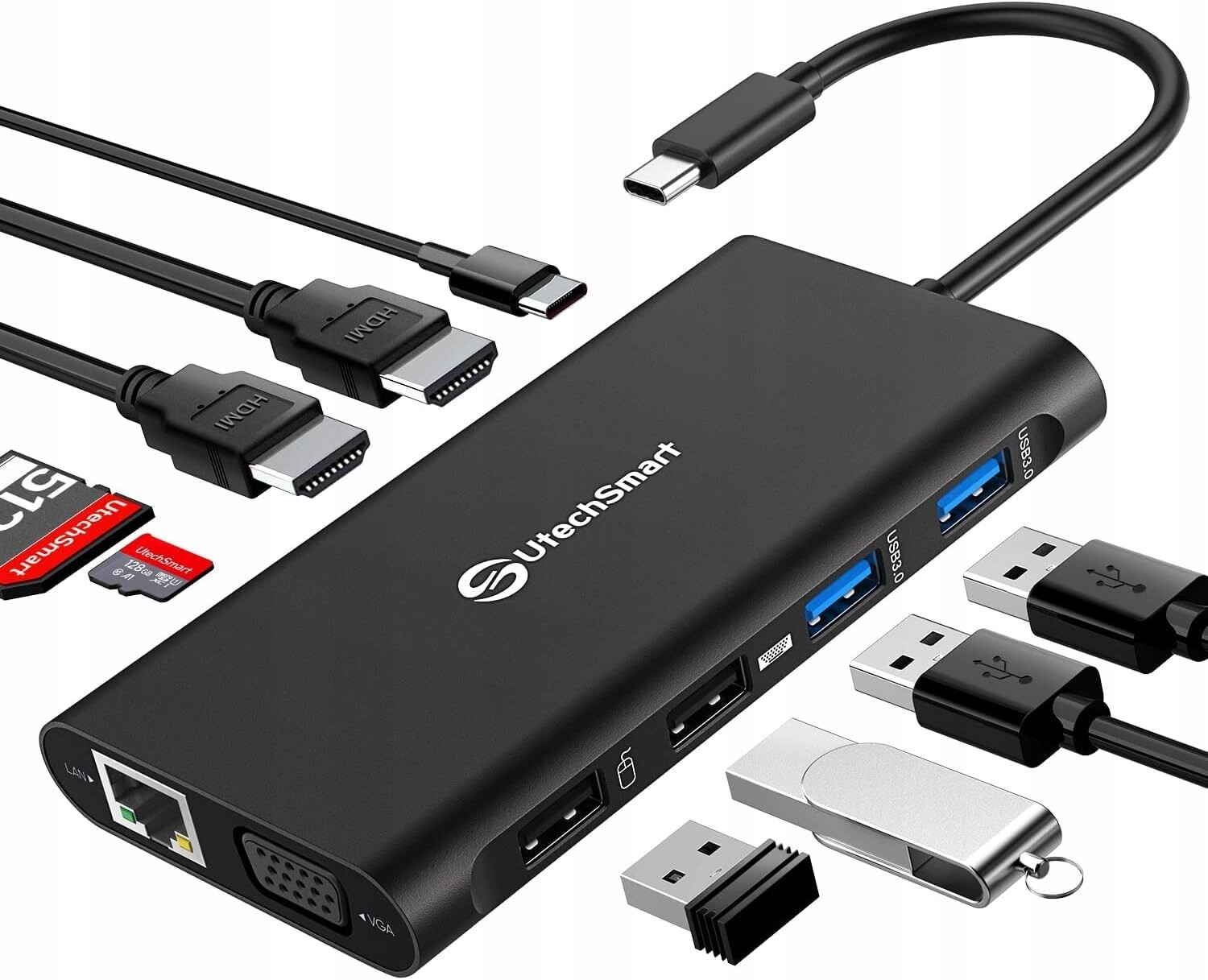 Usb Hub, Adaptérová Stanice, Adaptér Utechsmart UCN3270 11 Portů 11V1