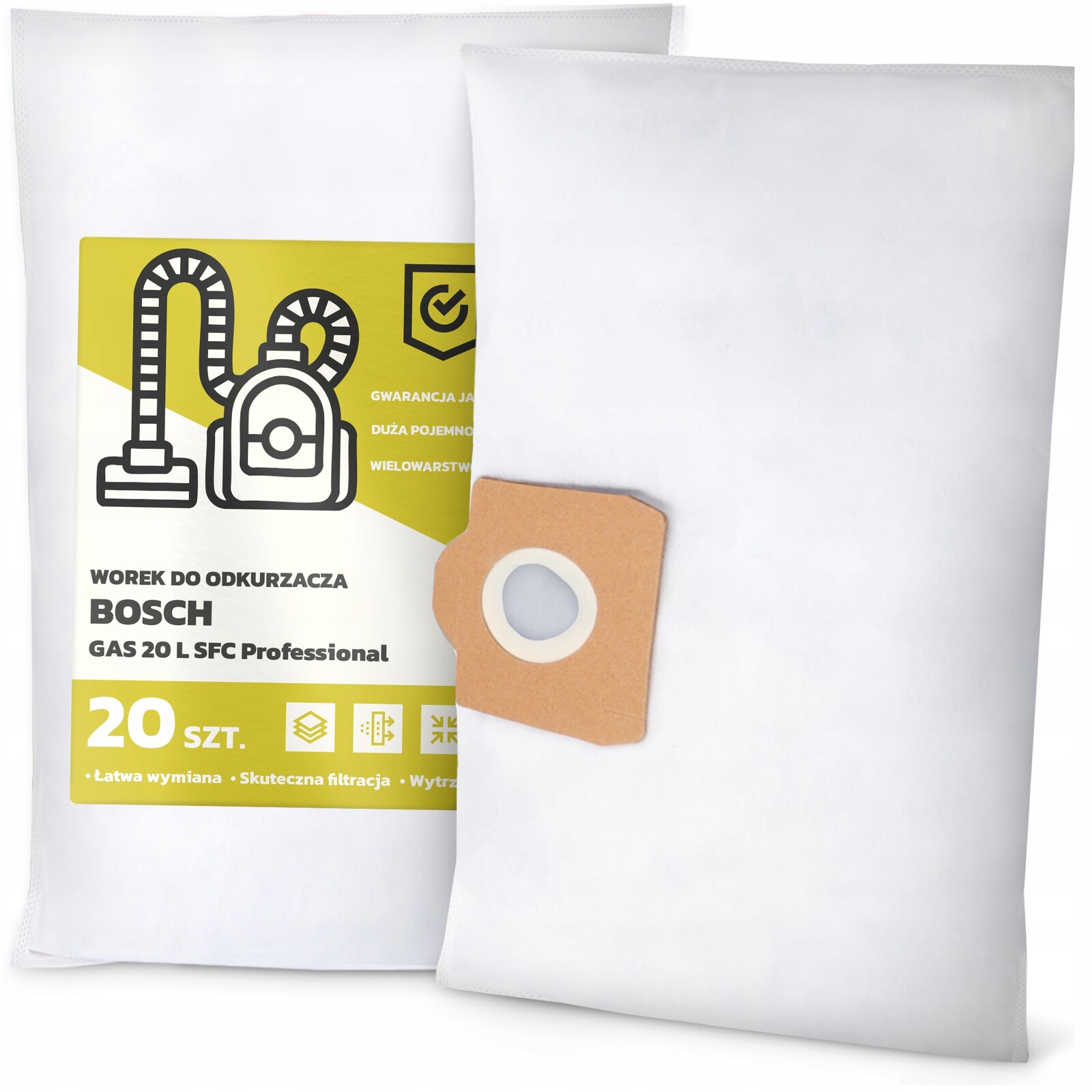 20 x Sáček Do Vysavače Bosch Gas 20 L Sfc Professional Syntetické sáčky