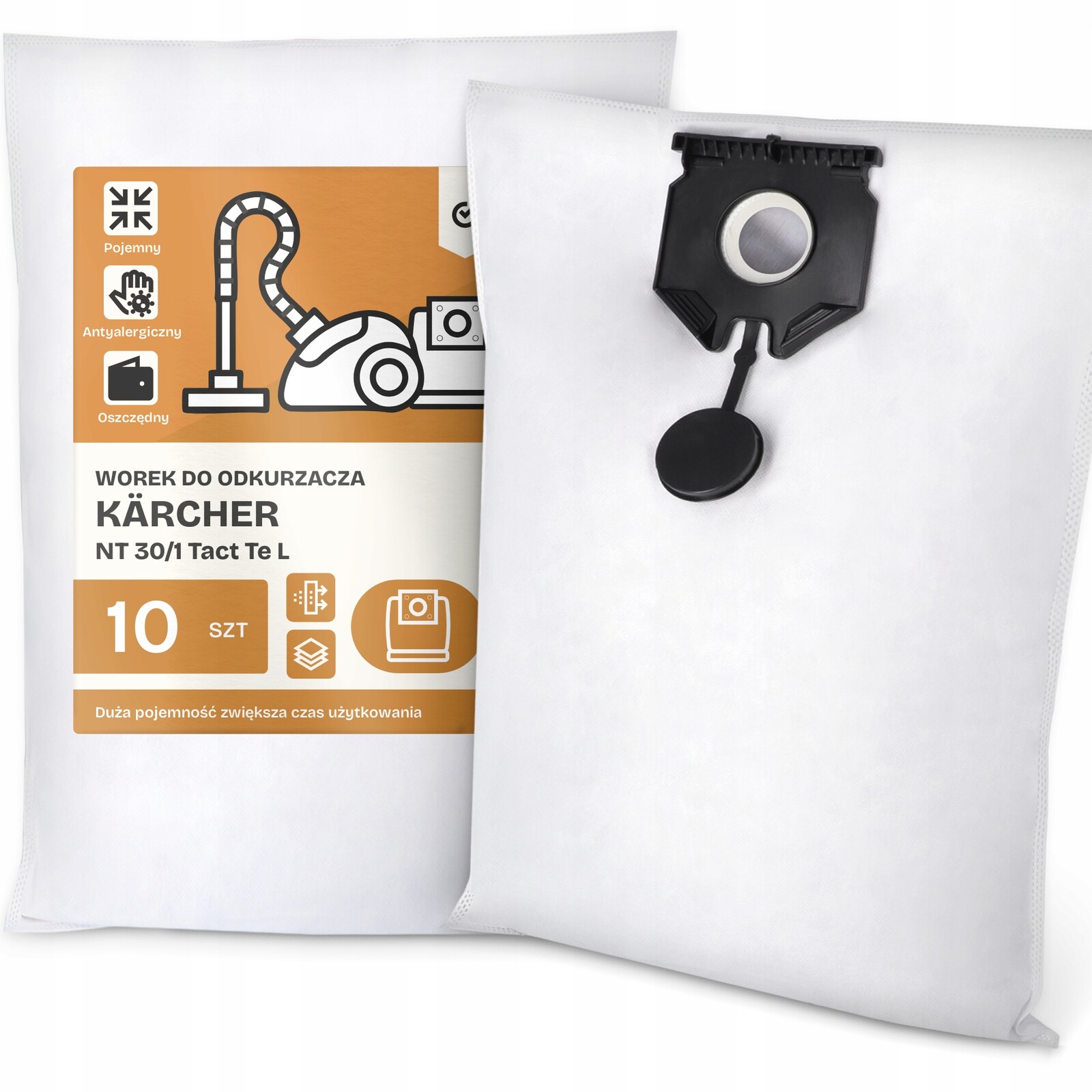10 x Sáček Do Vysavače Kärcher Nt 30/1 Tact Te L Syntetický Odolný Sáčky