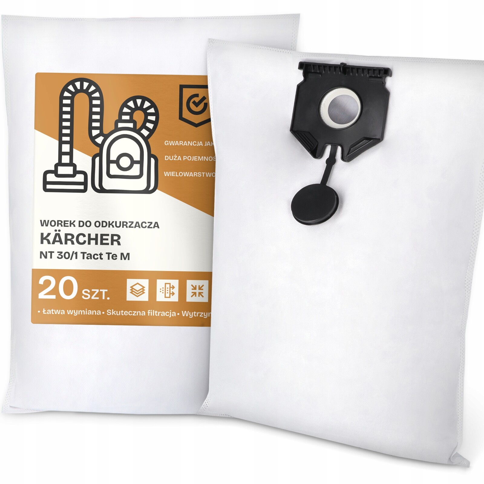 20 x Sáček Do Vysavače Kärcher Nt 30/1 Tact Te M Syntetický Silný Sáček