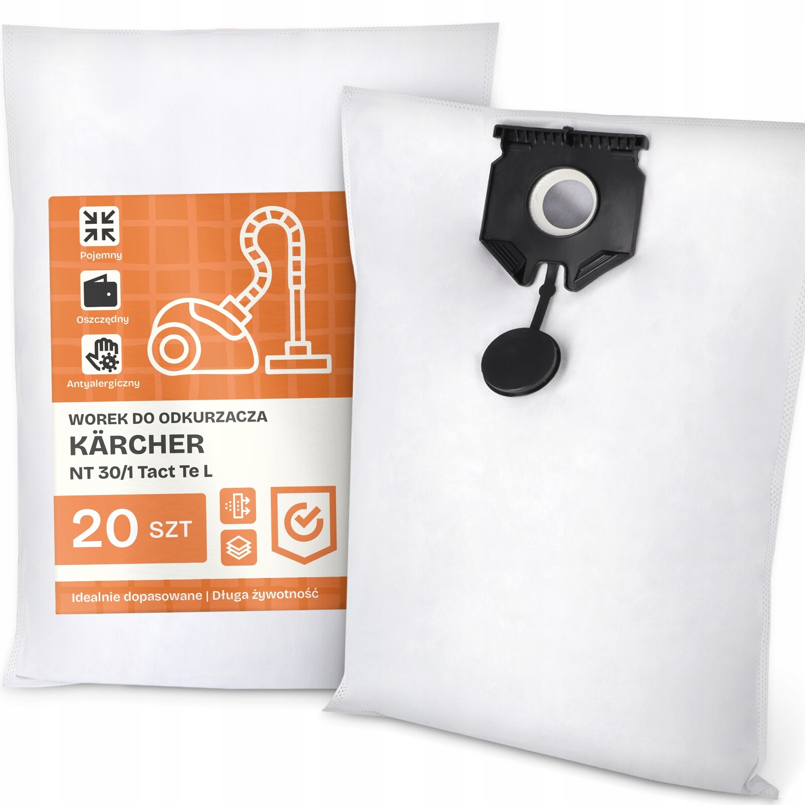 20 x Sáček Do Vysavače Kärcher Nt 30/1 Tact Te L Syntetický Silný Sáček