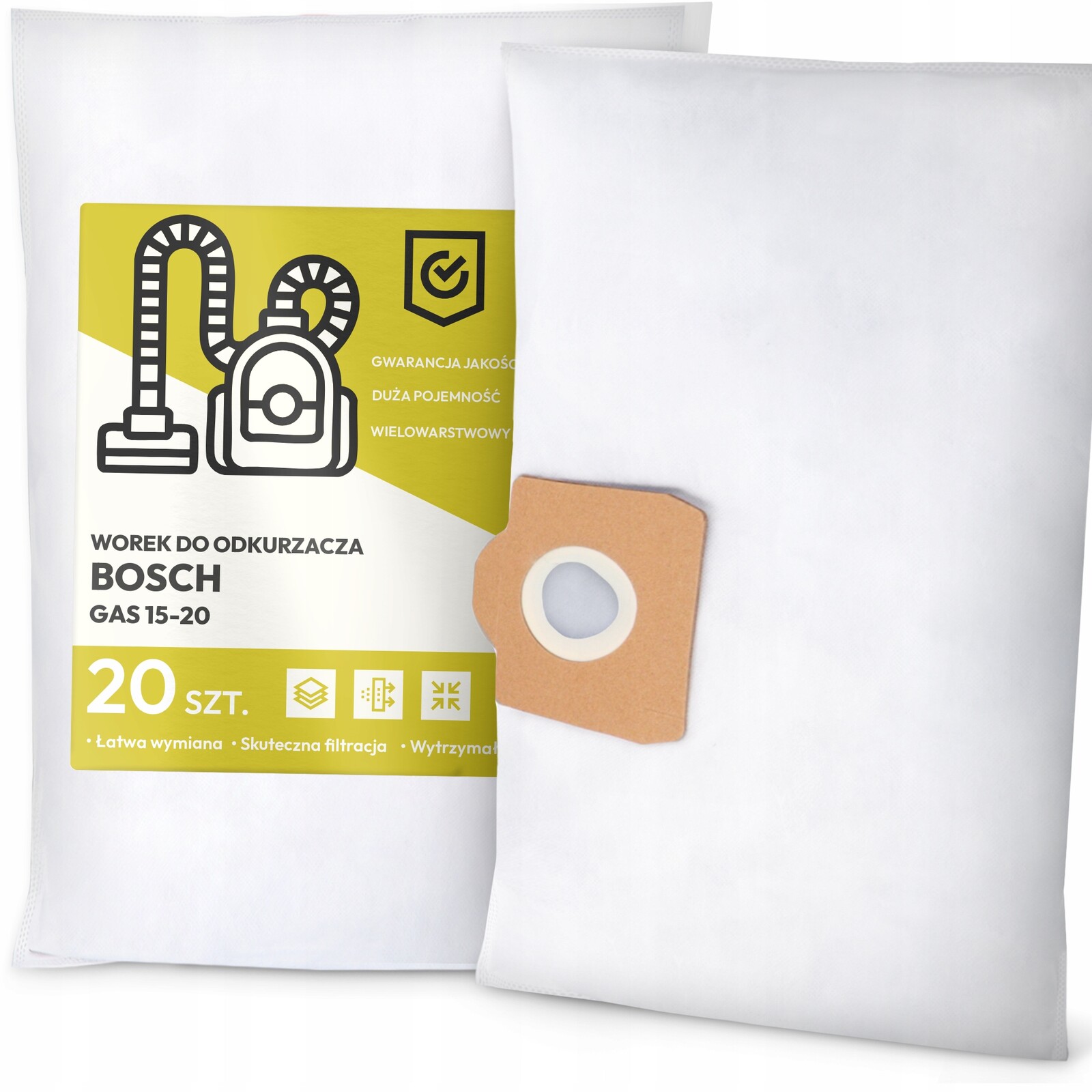 20 x Sáček Do Vysavače Bosch Gas 15-20 Syntetický Textilní Prostorný Sáčky