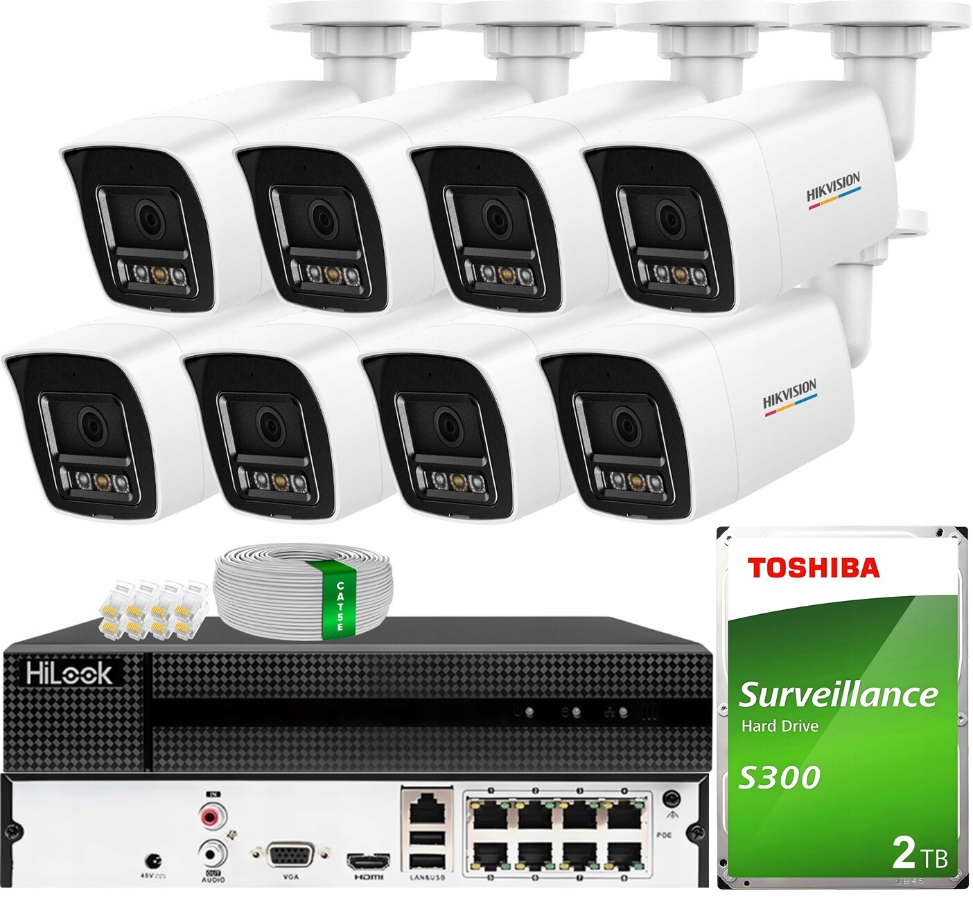 Ip monitorovací sada 8x Kamera 6MPX Smart Hybrid ColorVu Hikvision Disk 2TB