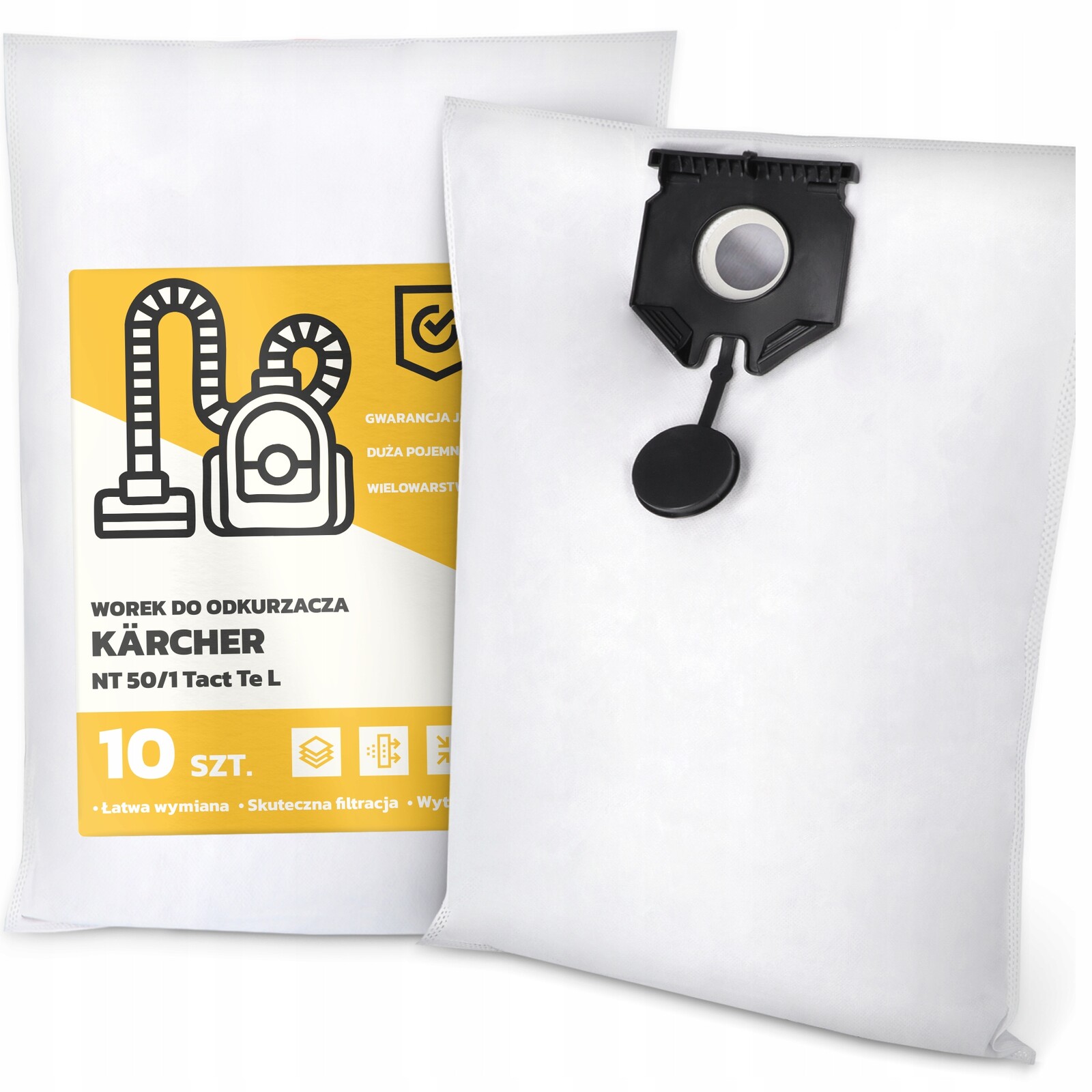 10 x Sáček Do Vysavače Kärcher Nt 50/1 Tact Te L Syntetický Odolný Sáčky
