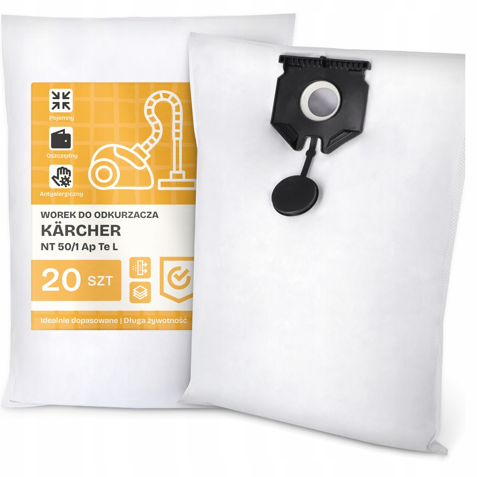 20 x Sáček Do Vysavače Kärcher Nt 50/1 Ap Te L Syntetický Silný Sáček
