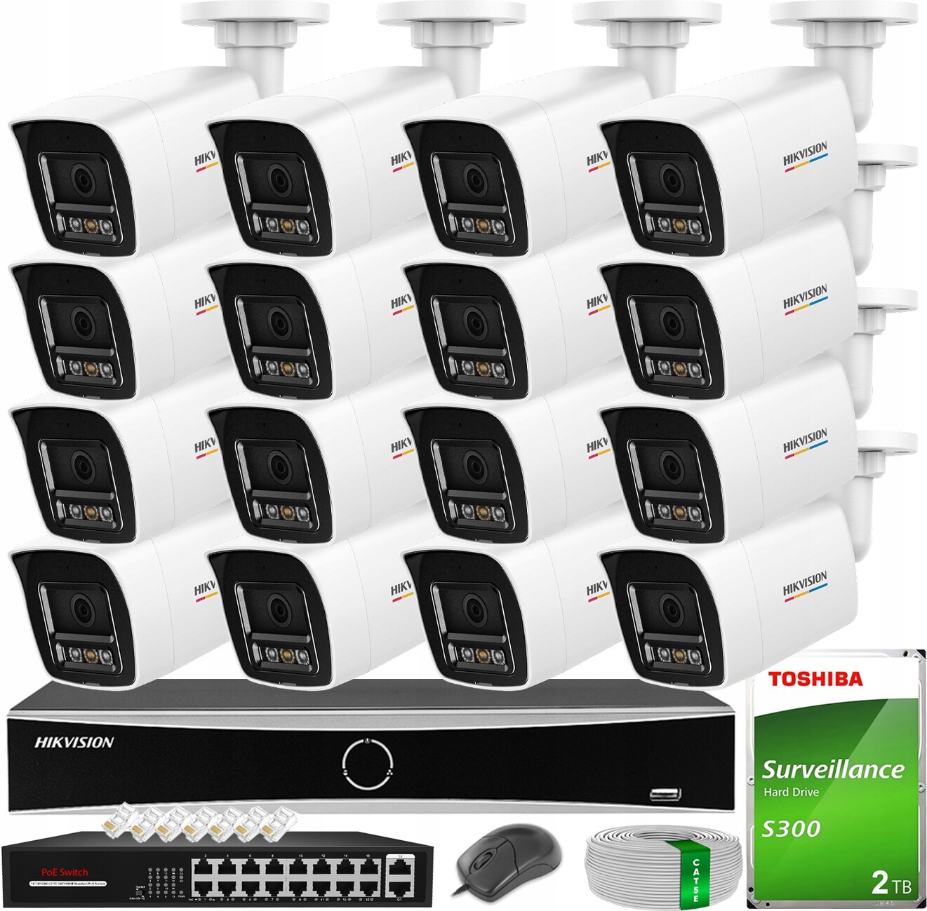 Monitoring Hikvision 16 Kamer Ip 6MPX Smart Hybrid Light ColorVu Disk 2TB