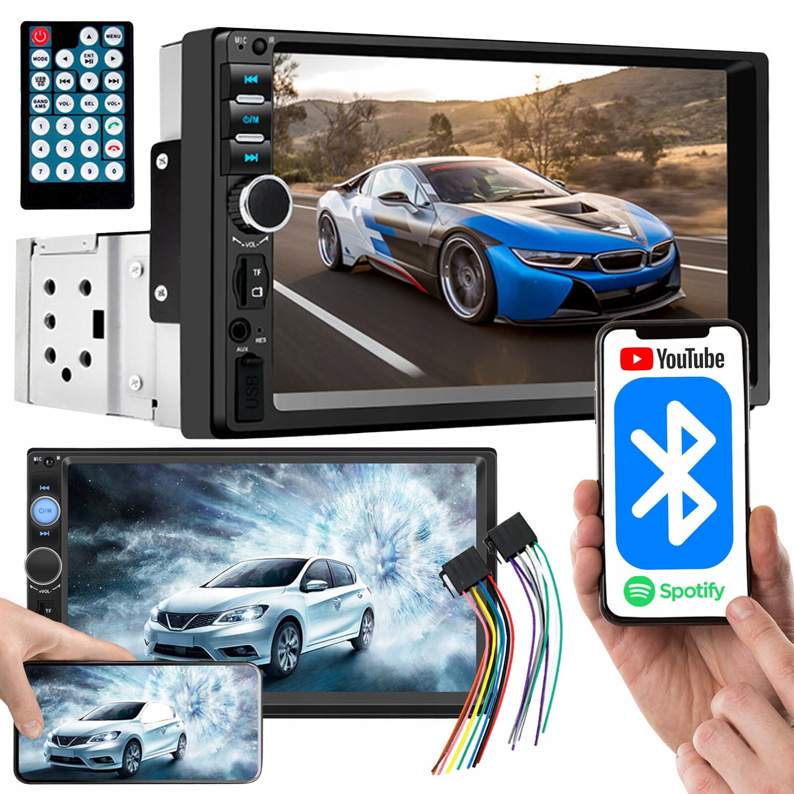 Automobilové Rádio Bluetooth 1 Din 7