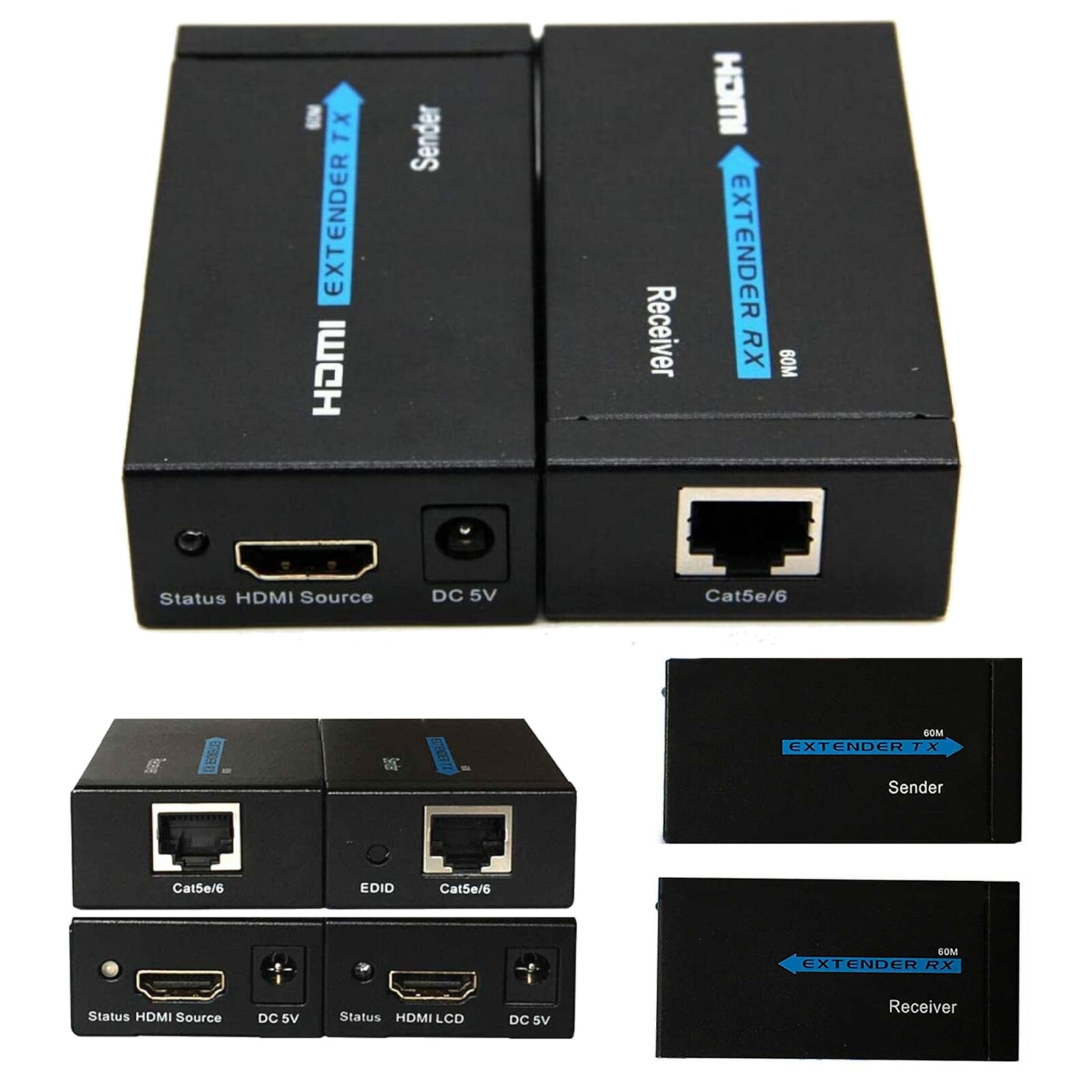 Hdmi Extender 60 m Rx Tx prodlužovací Lan RJ-45 CAT5E/6 síťovým kabelem