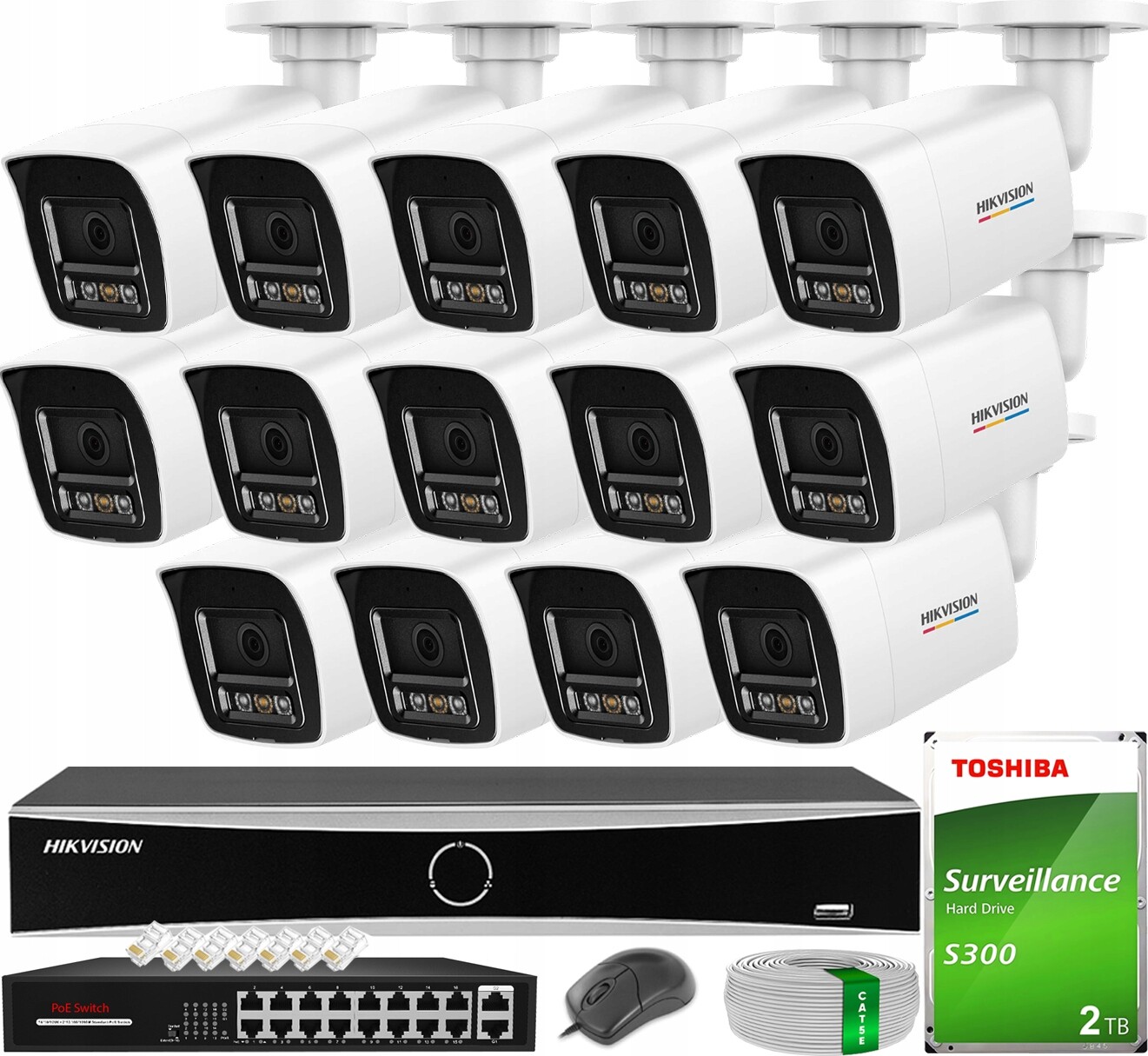 Monitoring Hikvision 14 Kamer Ip 6MPX Smart Hybrid Light ColorVu Disk 2TB