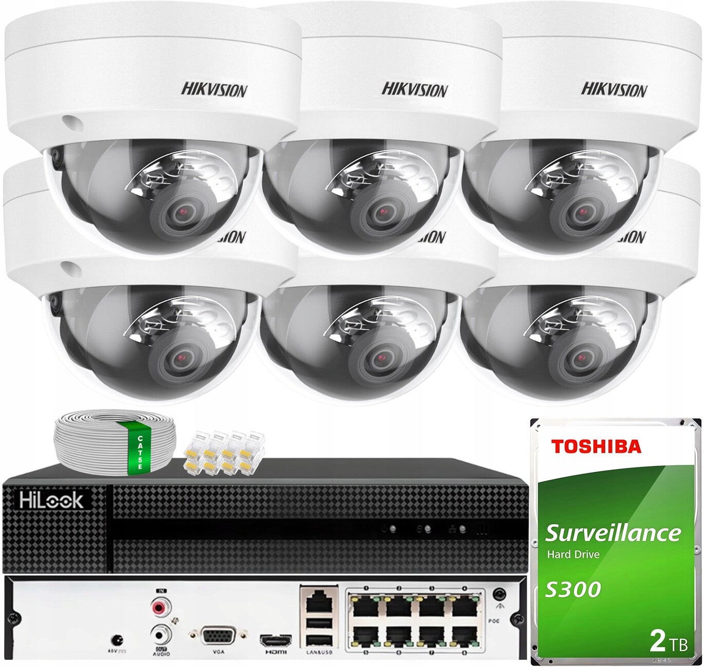 Ip monitorovací sada 6 4MPX chytrých hybridních kamer Hikvision PoE 2TB