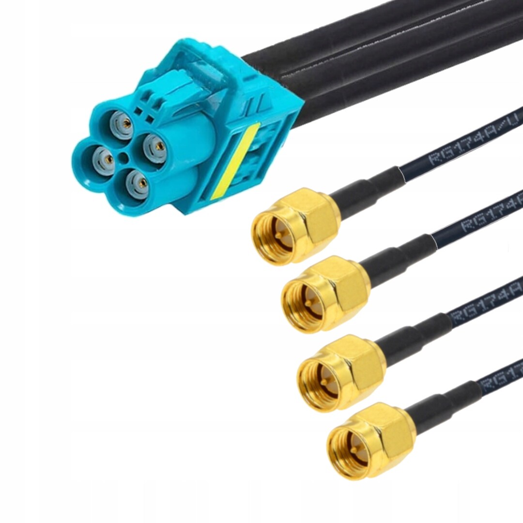 Adaptér mini Fakra Z zásuvka 4xSMA zástrčka 0,45 m