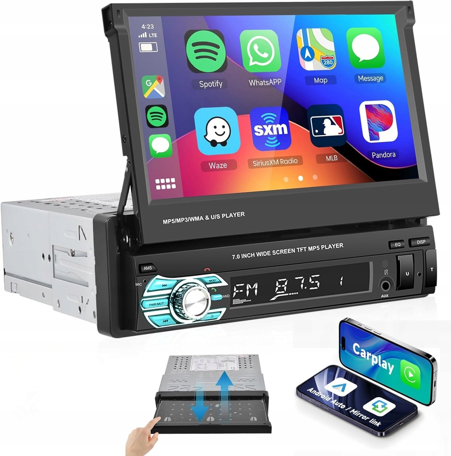 Autorádio 1DIN Výsuvná Obrazovka 7