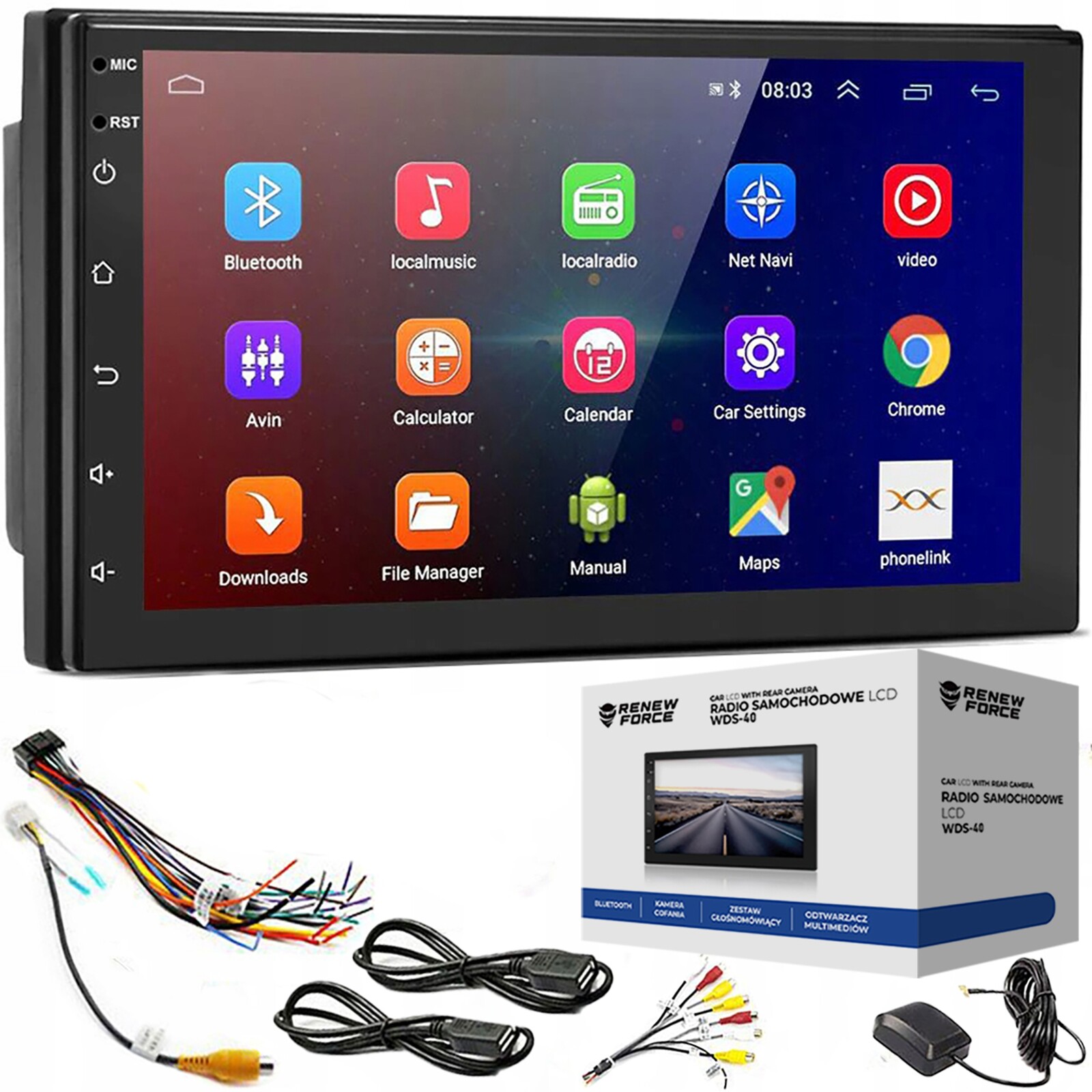 Rádio do auta Android Bluetooth WiFi Usb 2DIN Gps Mikrofon Set