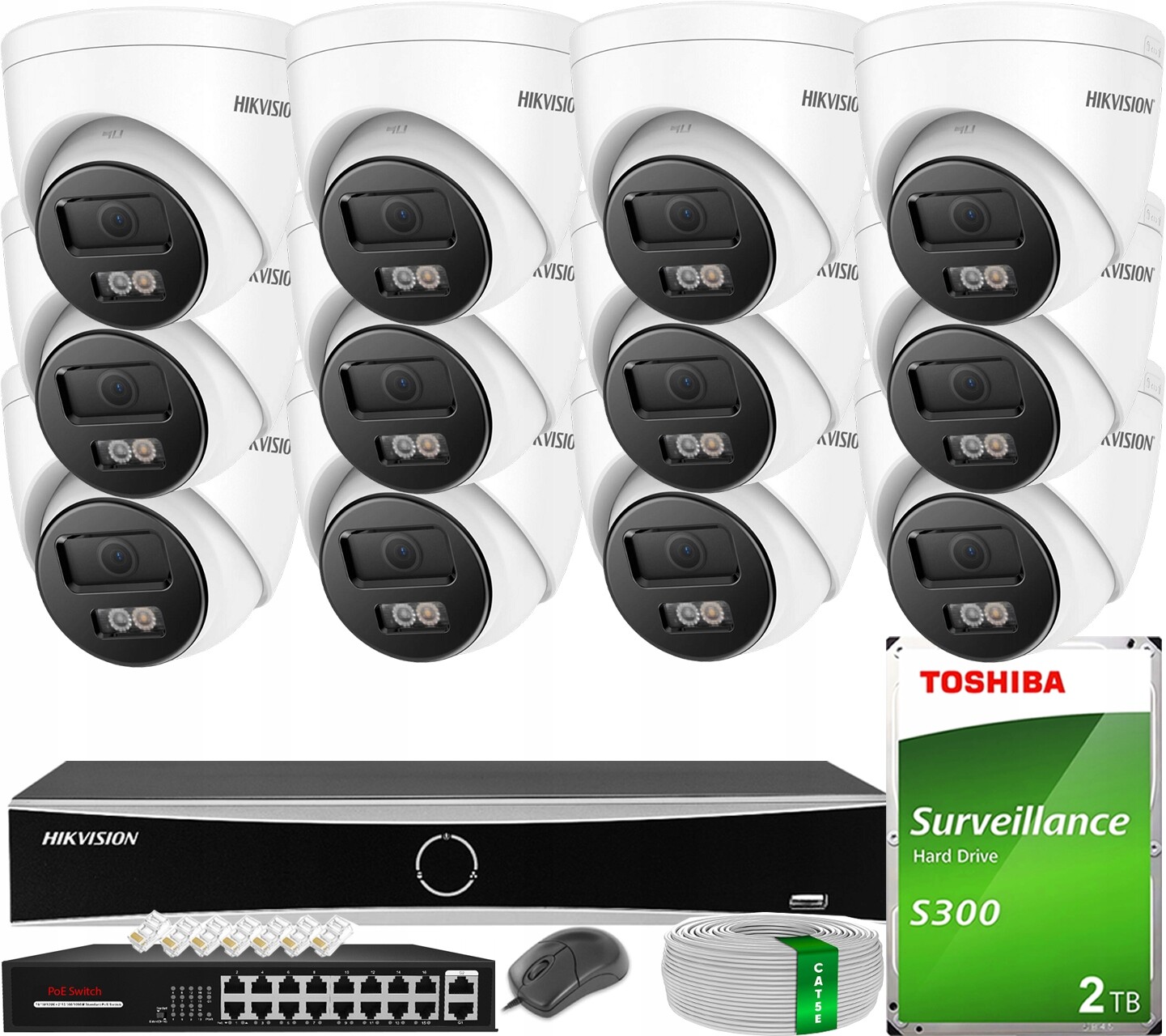 Monitoring Hikvision 12 Kamer Ip 6MPX Smart Hybrid Light Externí Hdd 2TB