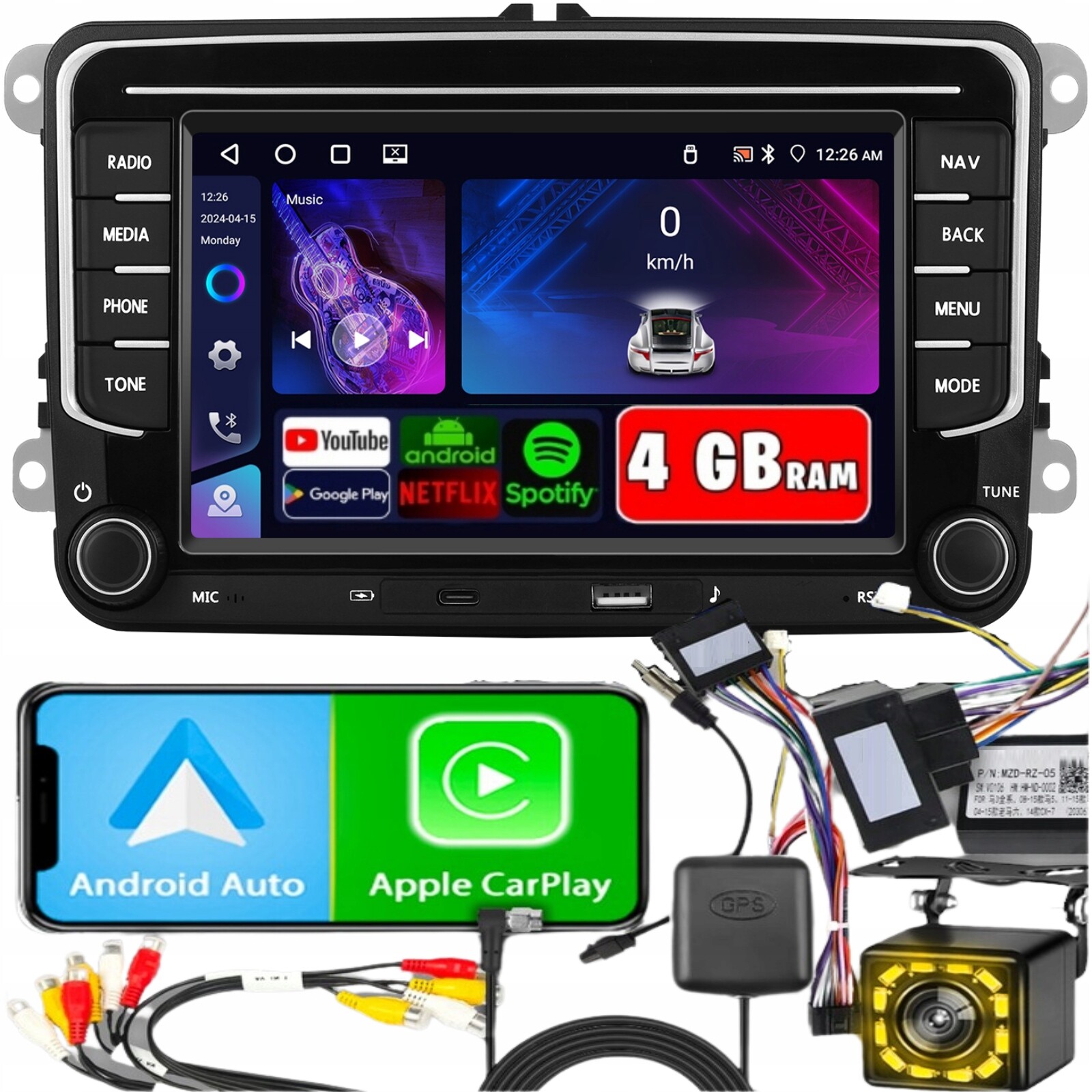 Rádio pro Volkswagen Seat Skoda Vw Passat B6 B7 Golf 5 V 6 WiFi Android 15