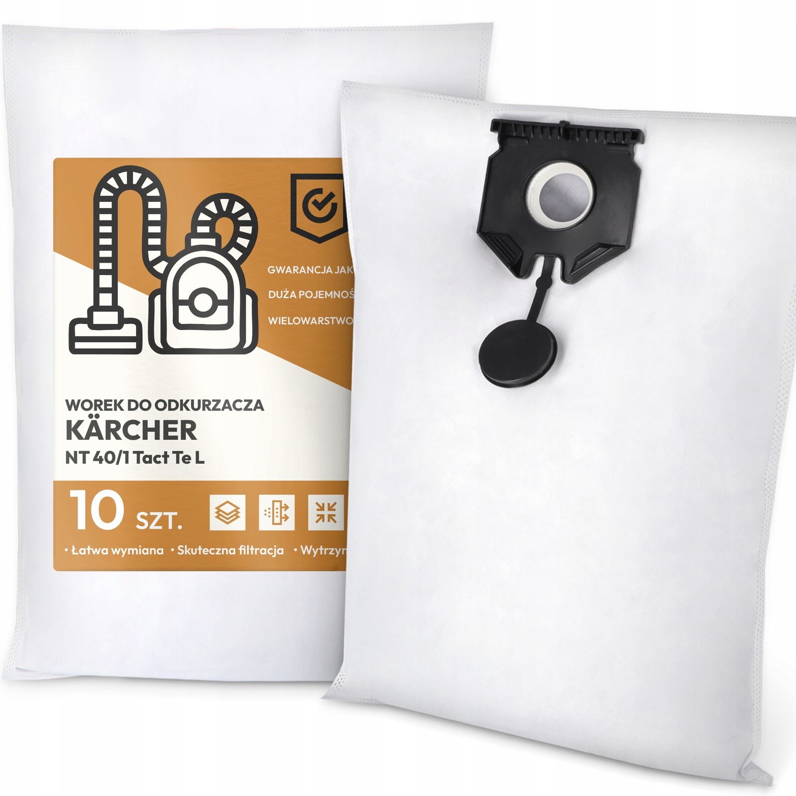 10 x Sáček Do Vysavače Kärcher Nt 40/1 Tact Te L Syntetický Odolný Sáčky