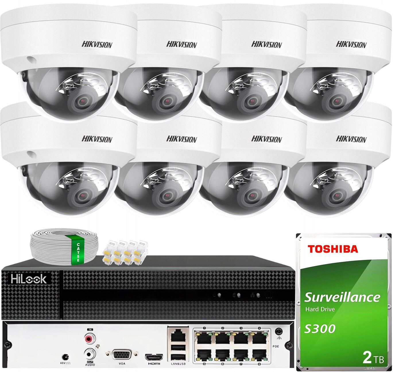 Ip monitorovací sada 8 kamer 4MPX Smart Hybrid Light Hikvision PoE 2TB